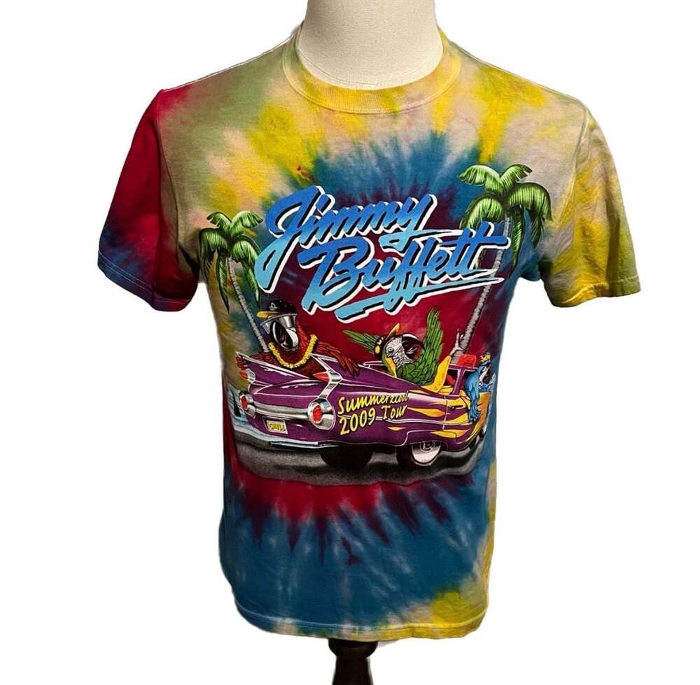 Vintage Jimmy Buffett AOP 2009 Summerzcool Tour Tie-Dye T-Shirt Small
